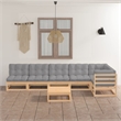 vidaXL 7 Piece Wood Small Garden Lounge Set in Gray