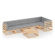 vidaXL 7 Piece Wood Small Garden Lounge Set in Gray