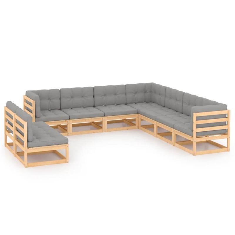 vidaXL 9 Piece Wood Medium Garden Lounge Set