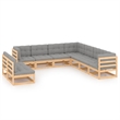 vidaXL 9 Piece Wood Medium Garden Lounge Set