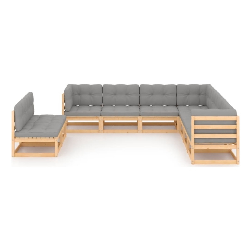 vidaXL 9 Piece Wood Medium Garden Lounge Set
