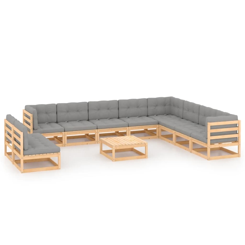 vidaXL 11 Piece Wood Garden Lounge Set