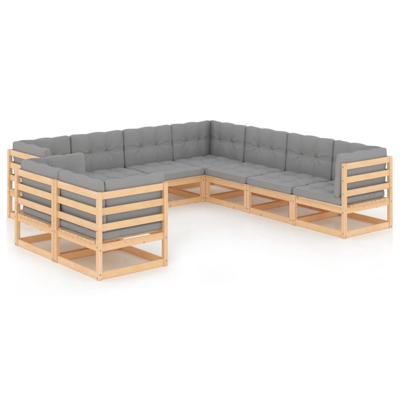 vidaXL Wood Garden Lounge Set in Gray/Natural