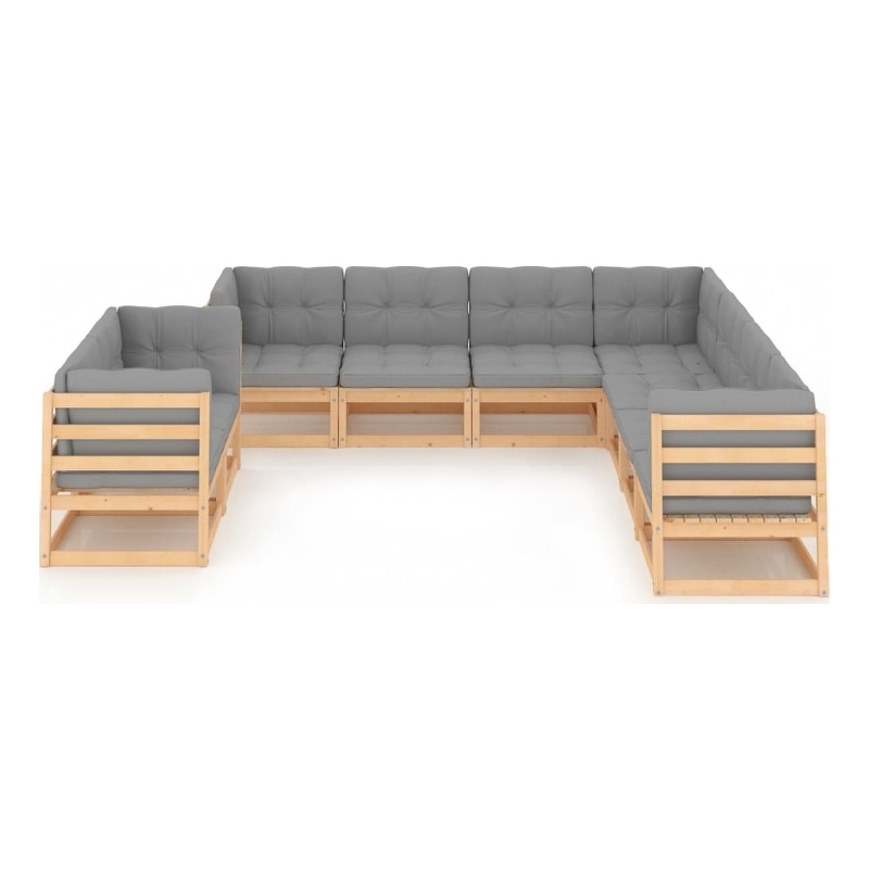 vidaXL Wood Garden Lounge Set in Gray/Natural