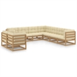 vidaXL 9 Piece Wood Garden Lounge Set in Brown
