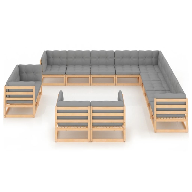 vidaXL 13 Piece Wood Garden Lounge Set in Natural