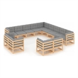 vidaXL 13 Piece Wood Garden Lounge Set in Natural