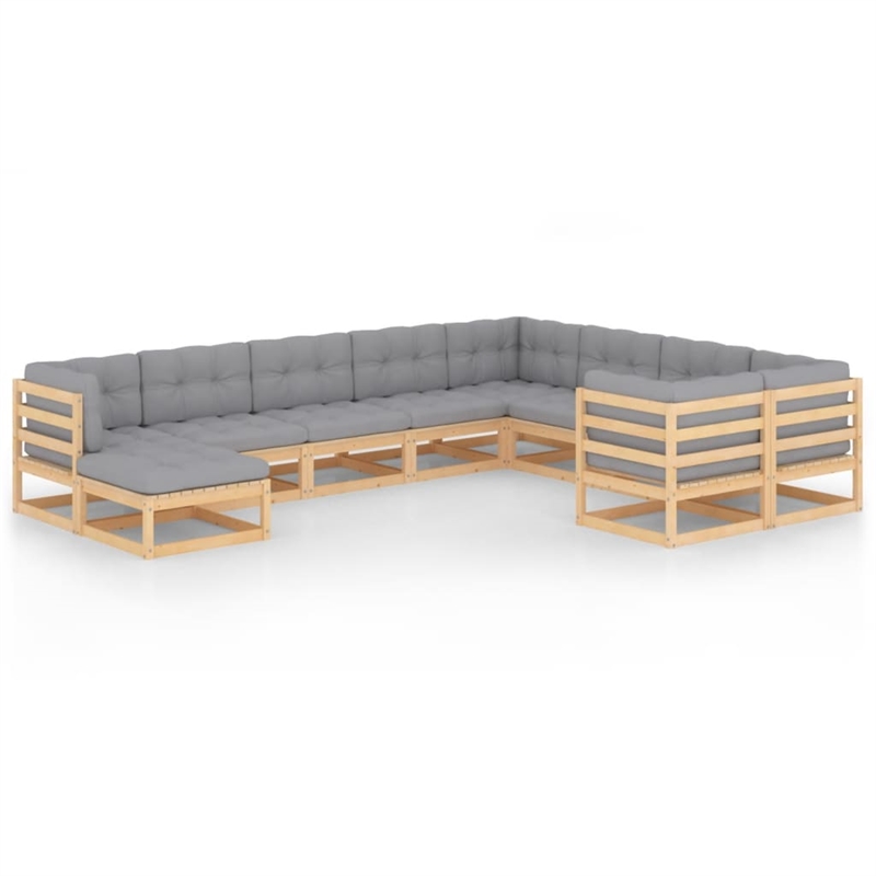 vidaXL Wood Garden Lounge Set in Gray/Natural