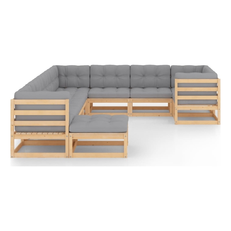 vidaXL Wood Garden Lounge Set in Gray/Natural