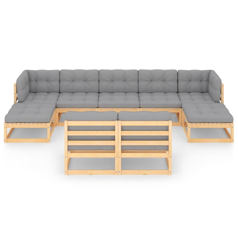 vidaXL 9 Piece Wood Garden Lounge Set in Natural