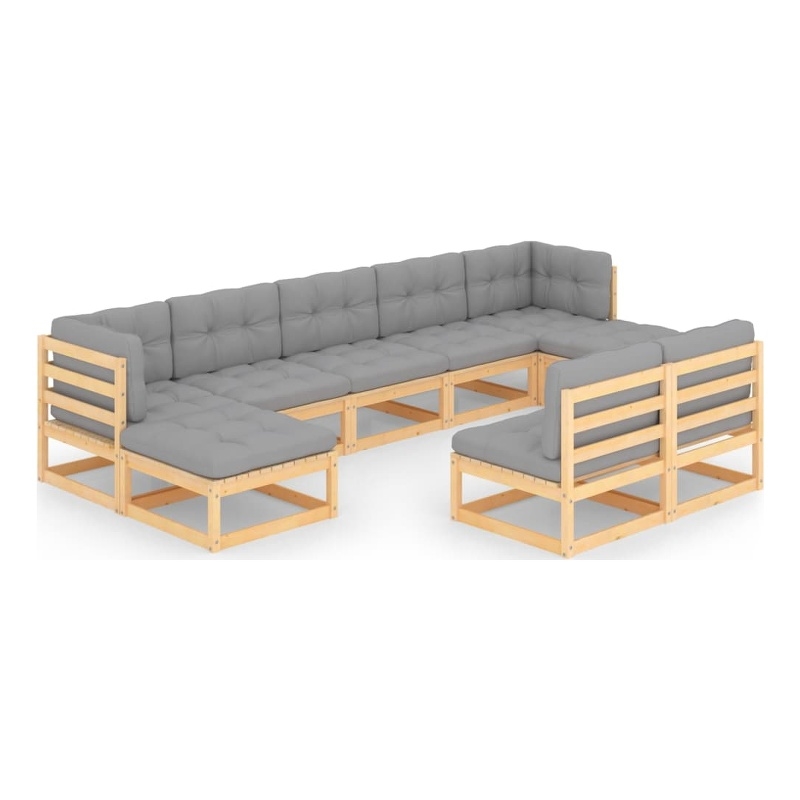 vidaXL 9 Piece Wood Garden Lounge Set in Natural