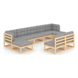 vidaXL 9 Piece Wood Garden Lounge Set in Natural