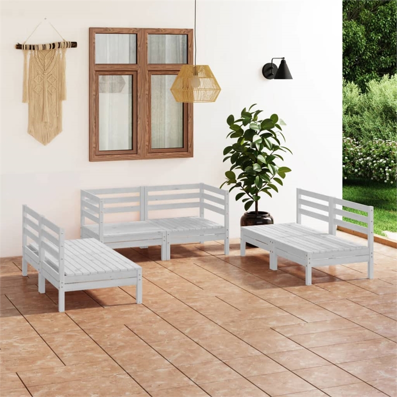 vidaXL Wood Medium Garden Lounge Set in White