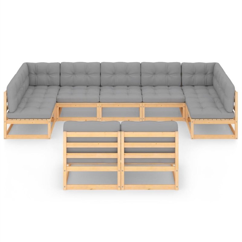 vidaXL 9 Piece Wood Garden Lounge Set in Natural