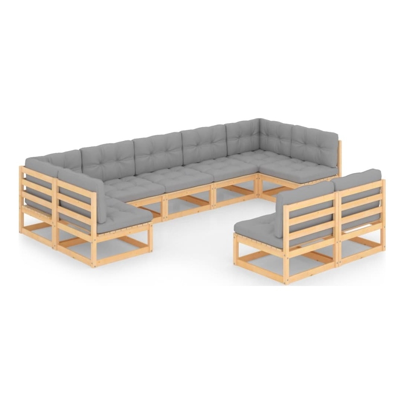 vidaXL 9 Piece Wood Garden Lounge Set in Natural