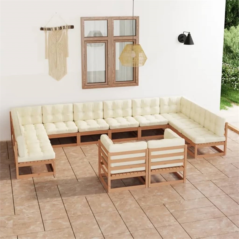 vidaXL Wood Garden Lounge Set in Brown/Cream