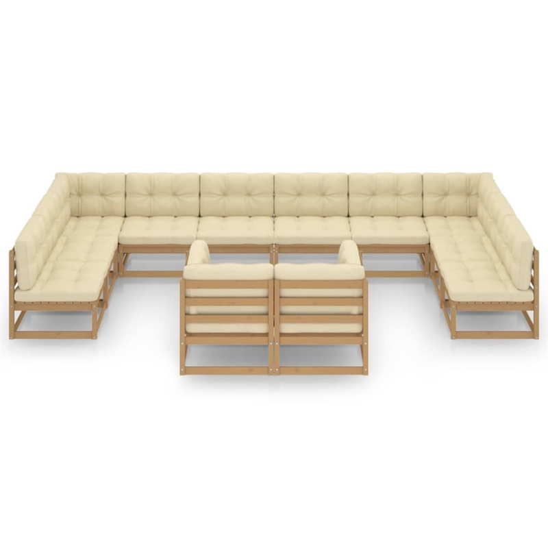 vidaXL Wood Garden Lounge Set in Brown/Cream
