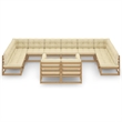 vidaXL Wood Garden Lounge Set in Brown/Cream