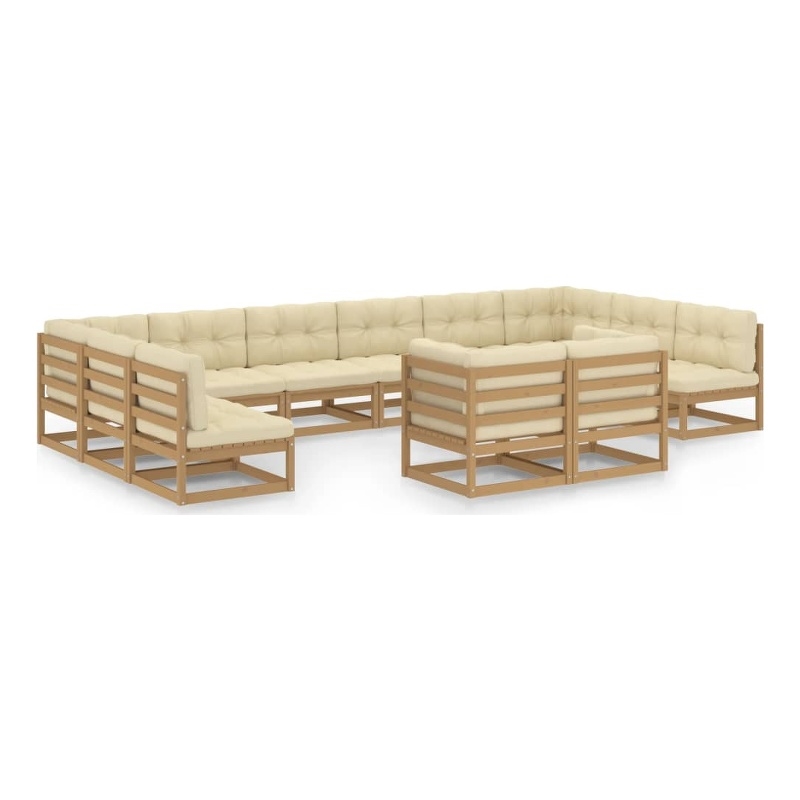 vidaXL Wood Garden Lounge Set in Brown/Cream