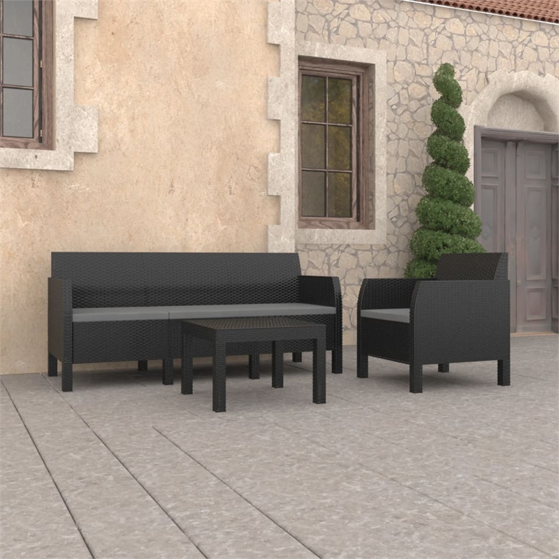 vidaXL 3 Piece Medium Garden Lounge Set in Anthracite