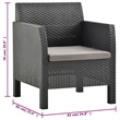 vidaXL 3 Piece Medium Garden Lounge Set in Anthracite