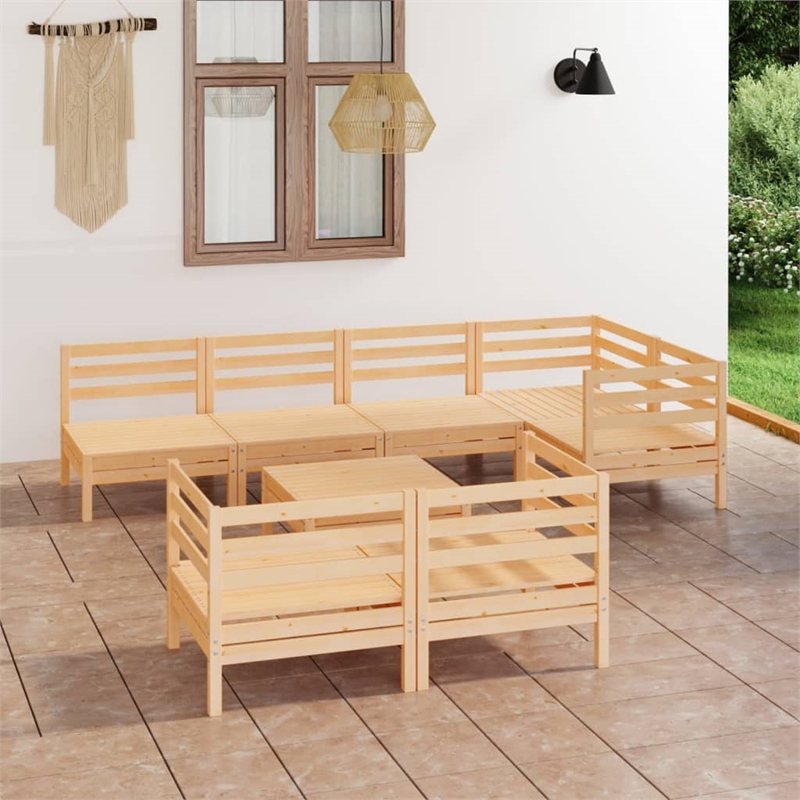 vidaXL Wood Medium Garden Lounge Set in Natural
