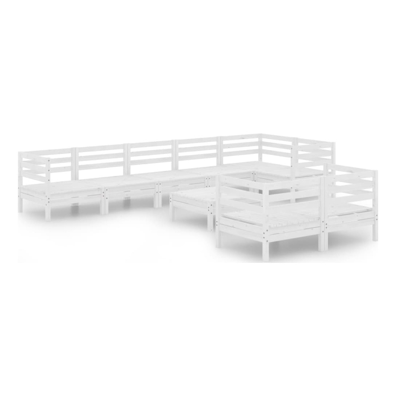 vidaXL 9 Piece Wood Small Garden Lounge Set in White