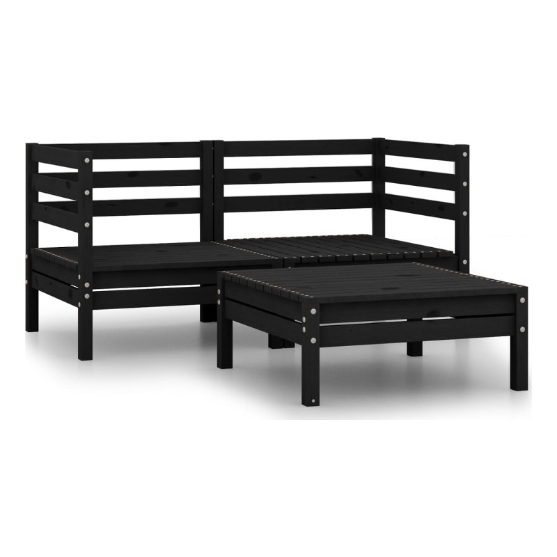 vidaXL Wood Garden Lounge Set in Black