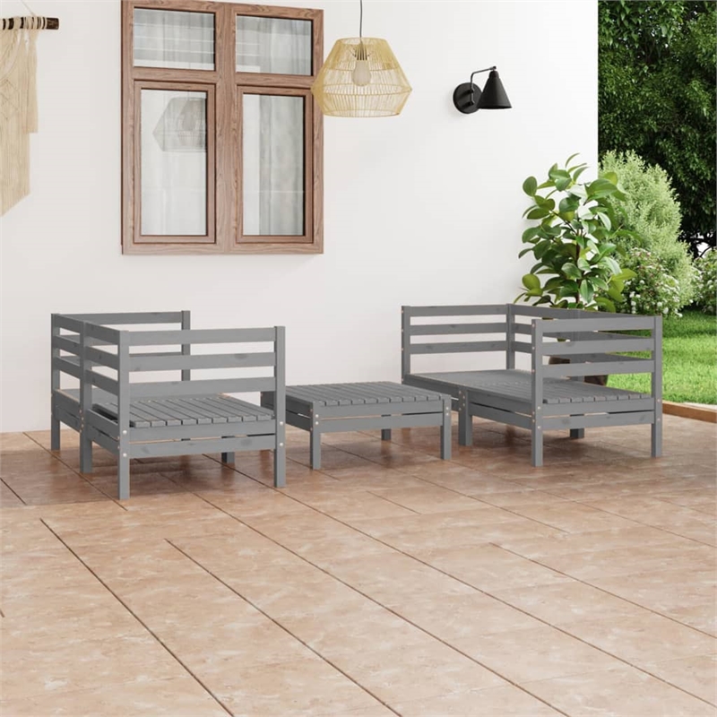 vidaXL 5 Piece Wood Small Garden Lounge Set in Gray