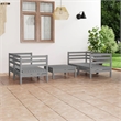 vidaXL 5 Piece Wood Small Garden Lounge Set in Gray