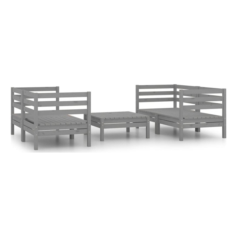 vidaXL 5 Piece Wood Small Garden Lounge Set in Gray