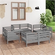 vidaXL 9 Piece Wood Large Garden Lounge Set in Gray