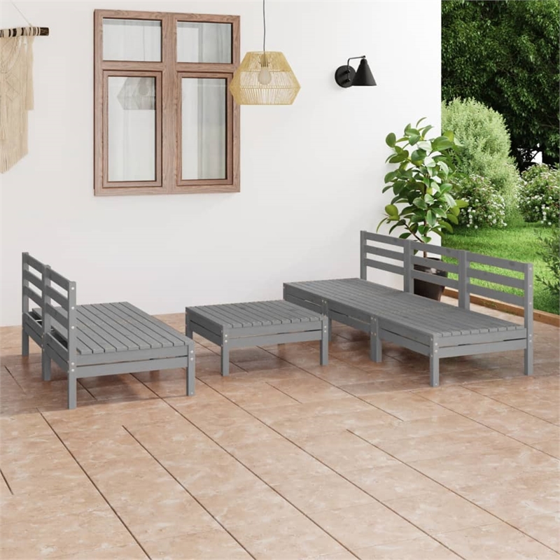 vidaXL Wood Large Garden Lounge Set in Gray