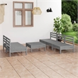 vidaXL Wood Large Garden Lounge Set in Gray