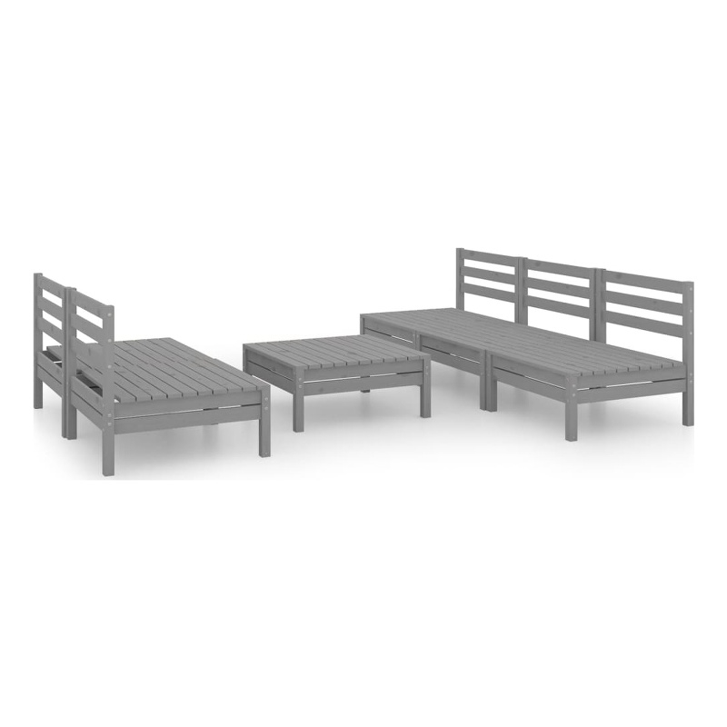 vidaXL Wood Large Garden Lounge Set in Gray