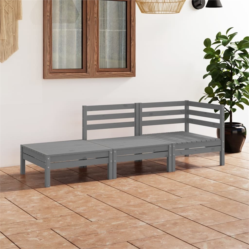 vidaXL Wood Medium Garden Lounge Set in Gray