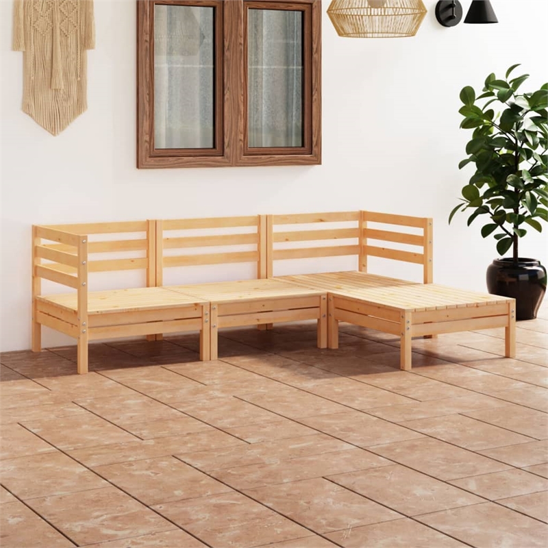 vidaXL Wood Medium Garden Lounge Set in Natural