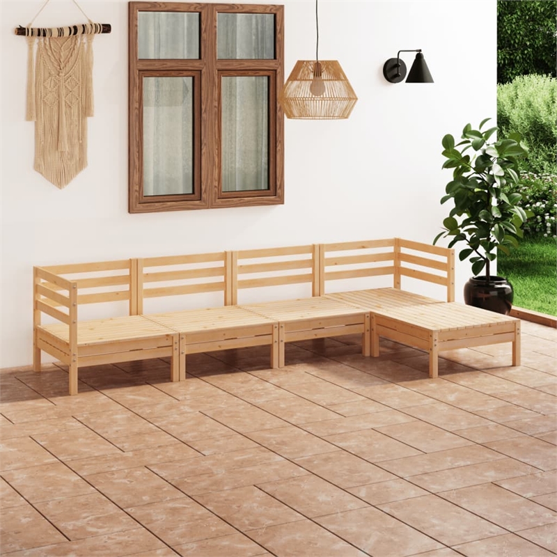 vidaXL 5 Piece Wood Small Garden Lounge Set in Natural