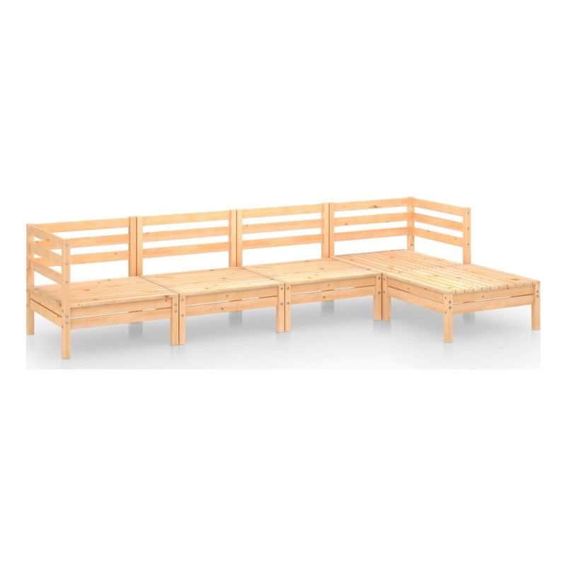 vidaXL 5 Piece Wood Small Garden Lounge Set in Natural