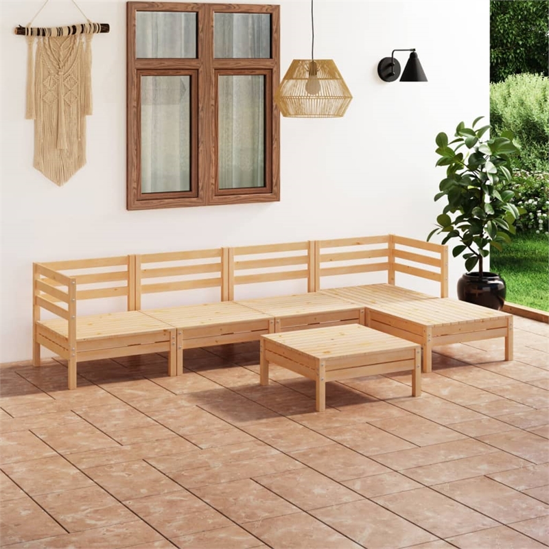 vidaXL Wood Medium Garden Lounge Set in Brown