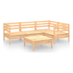 vidaXL 5 Piece Wood Medium Garden Lounge Set in Natural