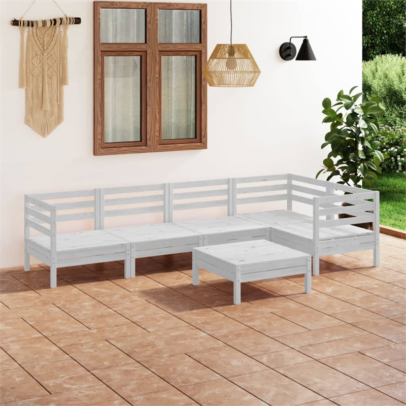 vidaXL Wood Large Garden Lounge Set in White