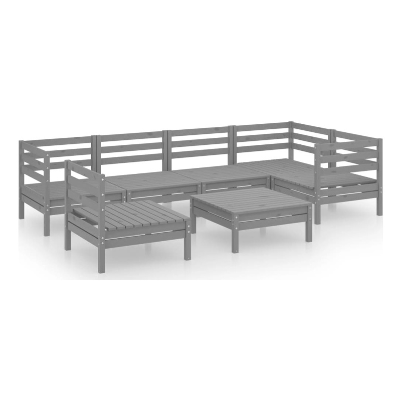 vidaXL 7 Piece Wood Garden Lounge Set in Gray