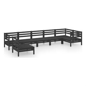 vidaXL Wood Medium Garden Lounge Set in Black