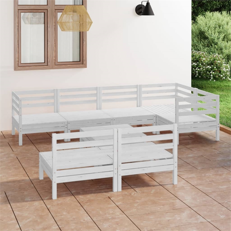 vidaXL 8 Piece Standard Garden Lounge Set in White