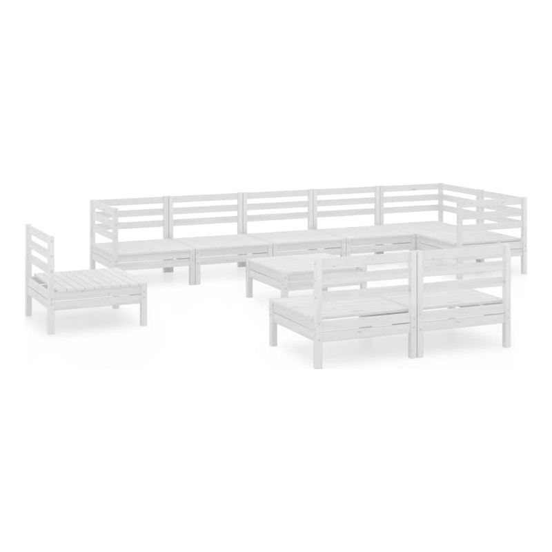 vidaXL Wood Large Garden Lounge Set in White