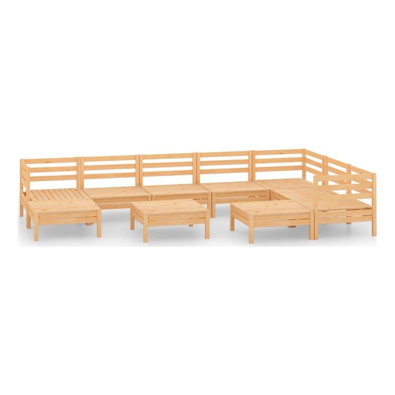 vidaXL 10 Piece Wood Large Garden Lounge Set in Natural