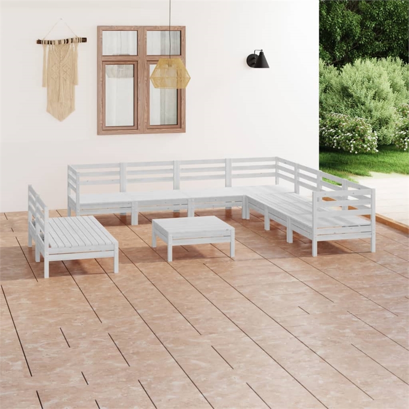 vidaXL Wood Large Garden Lounge Set in White