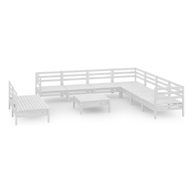 vidaXL Wood Large Garden Lounge Set in White