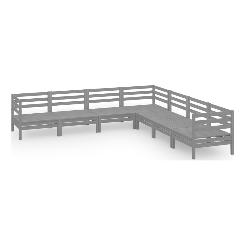 vidaXL 7 Piece Wood Large Garden Lounge Set in Gray